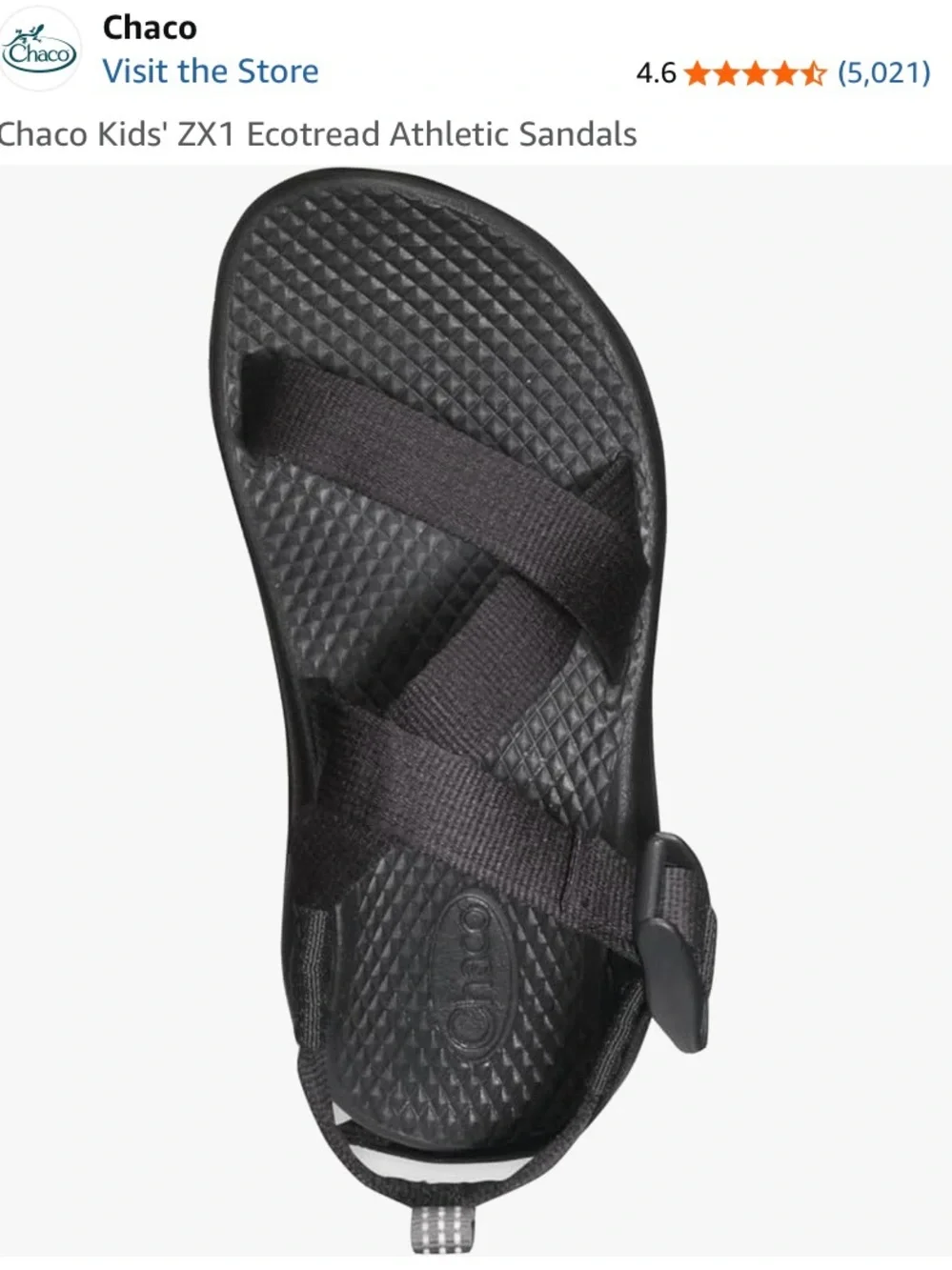 Chaco Black Kids' ZX1 Ecotread Sandal